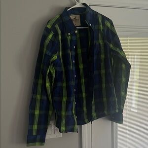 Hollister Vibrant Plaid Shirt in Blue and Green
